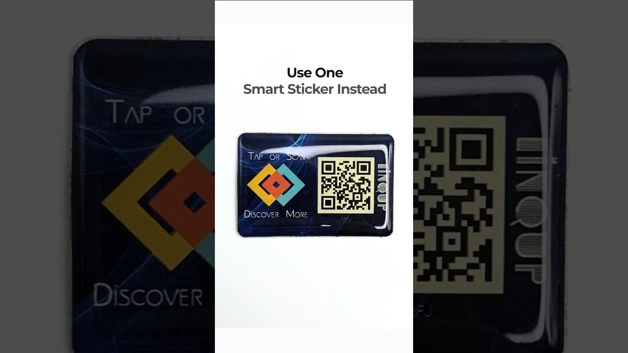 LINQS Smart NFC + QR Dynamic Sticker, 55x35mm, Change Link Anytime, Tap or Scan, No App, No Subscription video thumbnail