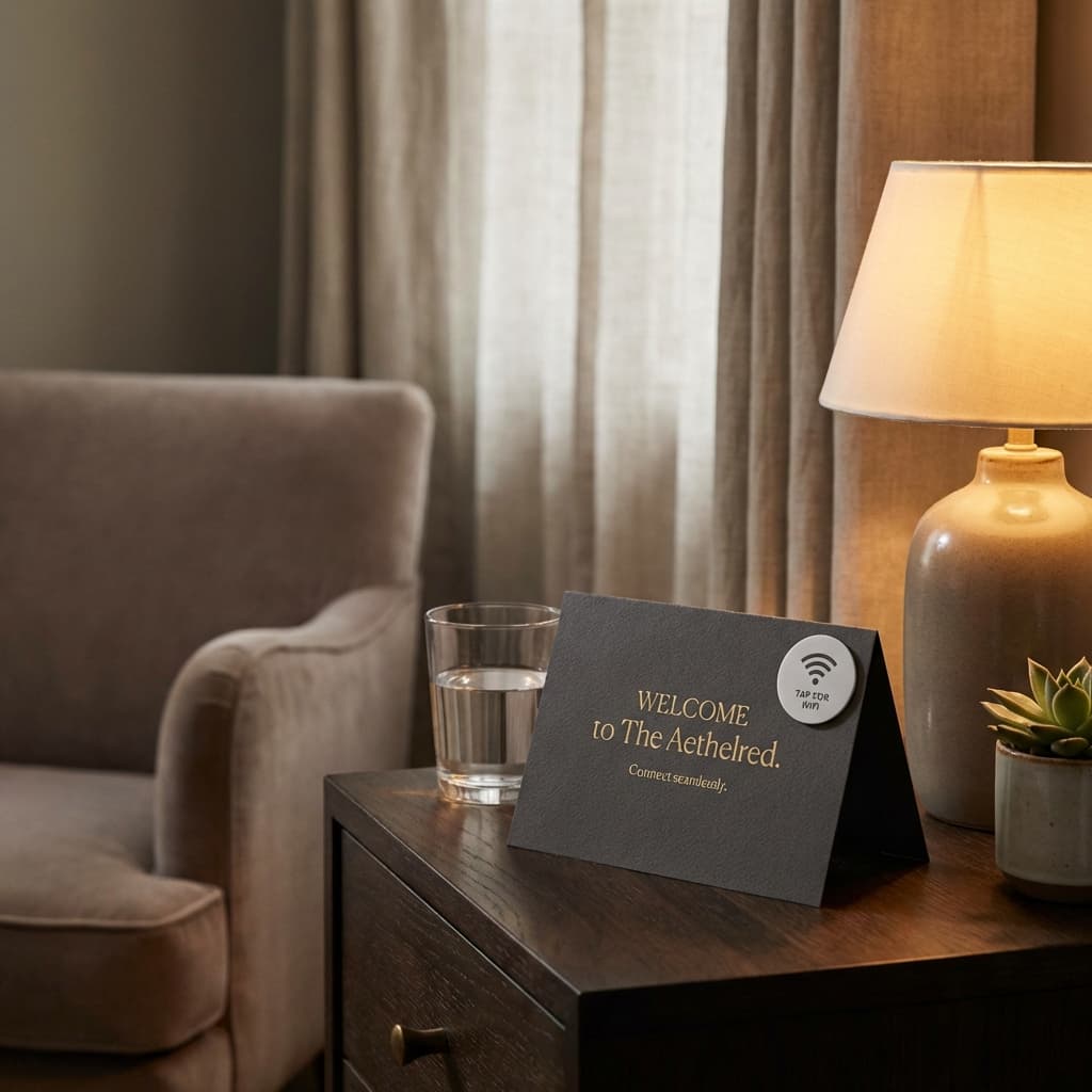 WiFi tag on hotel welcome card