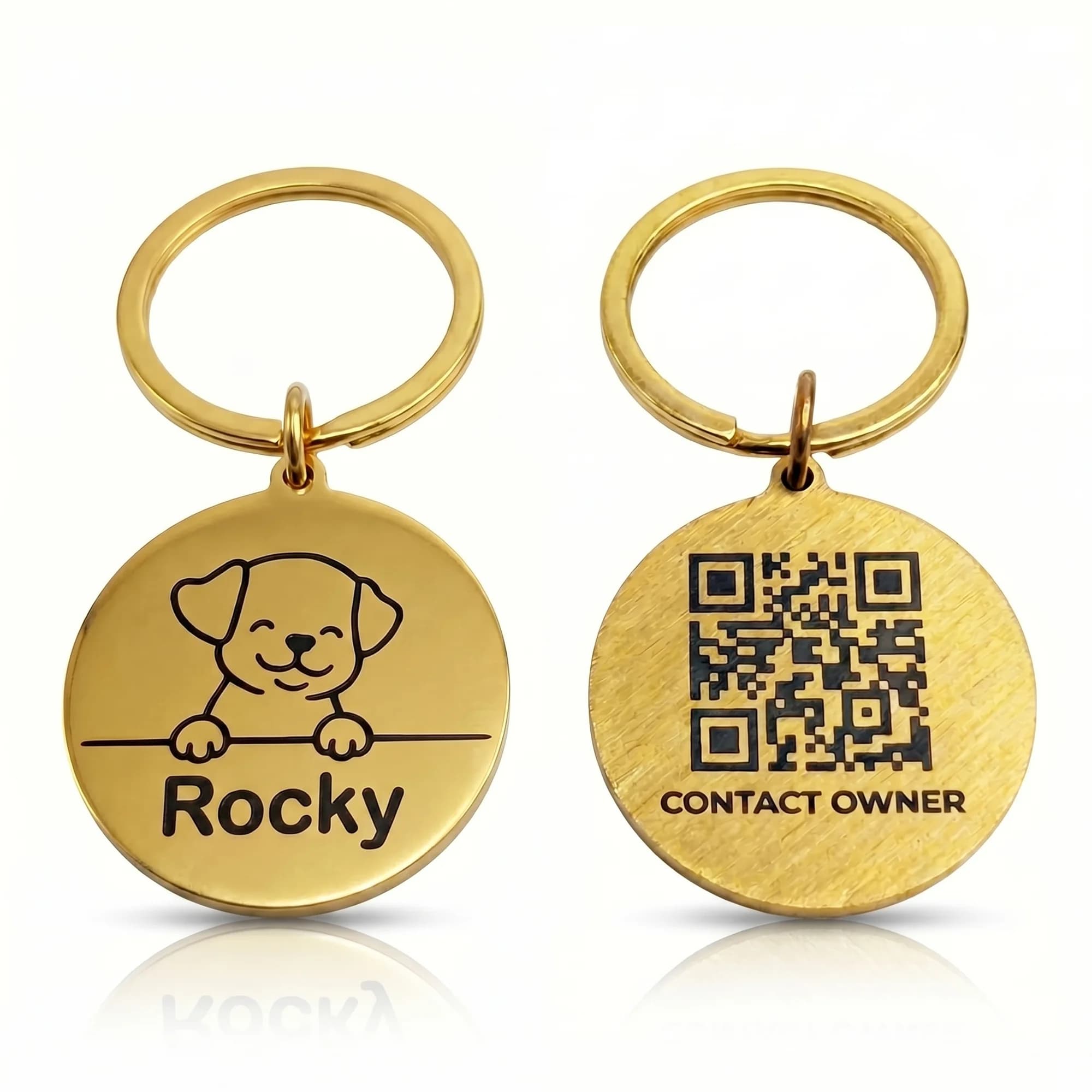 LessWorry Smart Pet Tag With Name Engraving | Golden Pup