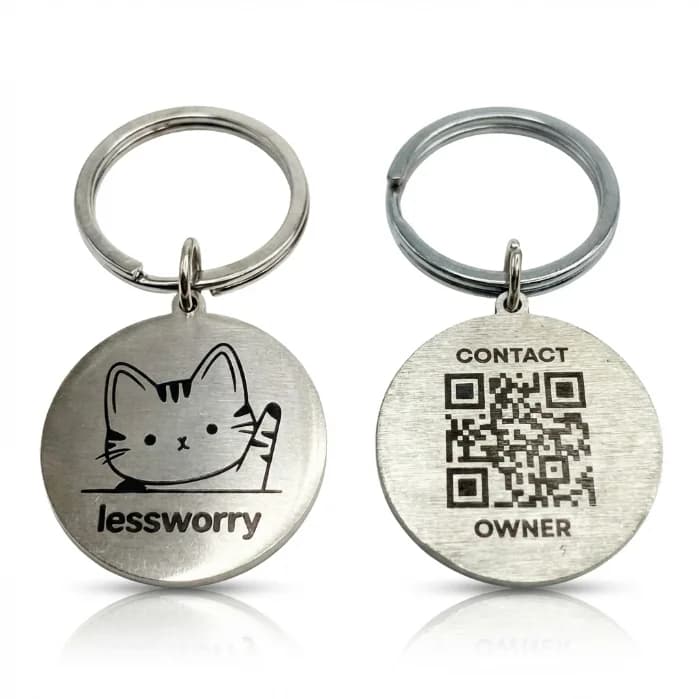 LessWorry Pet Tag - Silver Kitty - Product Image