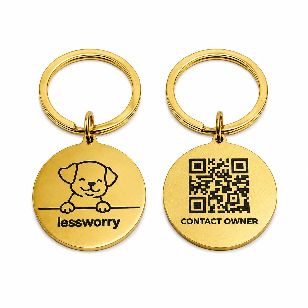 LessWorry Smart Pet Tag - Golden Pup - Product Image