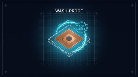 Wash-proof NFC laundry tag in fabric