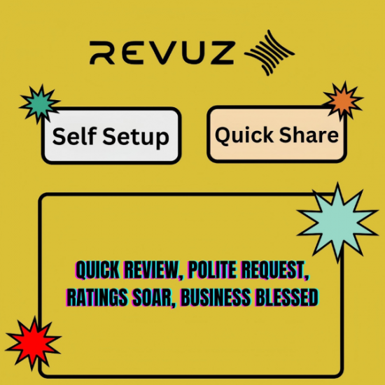 REVUZ Google Review Card with Wooden Display Stand - NFC tap or QR Code scan - for Boosting 5-Star Ratings (Black)