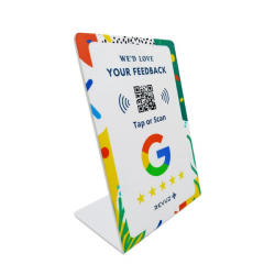 REVUZ Google Review Standee with QR Code and NFC chip | Tap or Scan | Elevate Your Online Reputation Effortlessly | Zero Hassle Self-Setup (White)