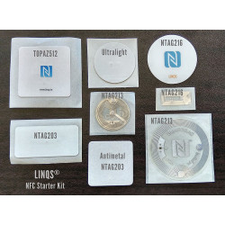 LINQS® - NFC Starter Kit | 8 Stickers kit with NTAG203, NTAG213, NTAG216, Topaz, Ultralight NFC Tags